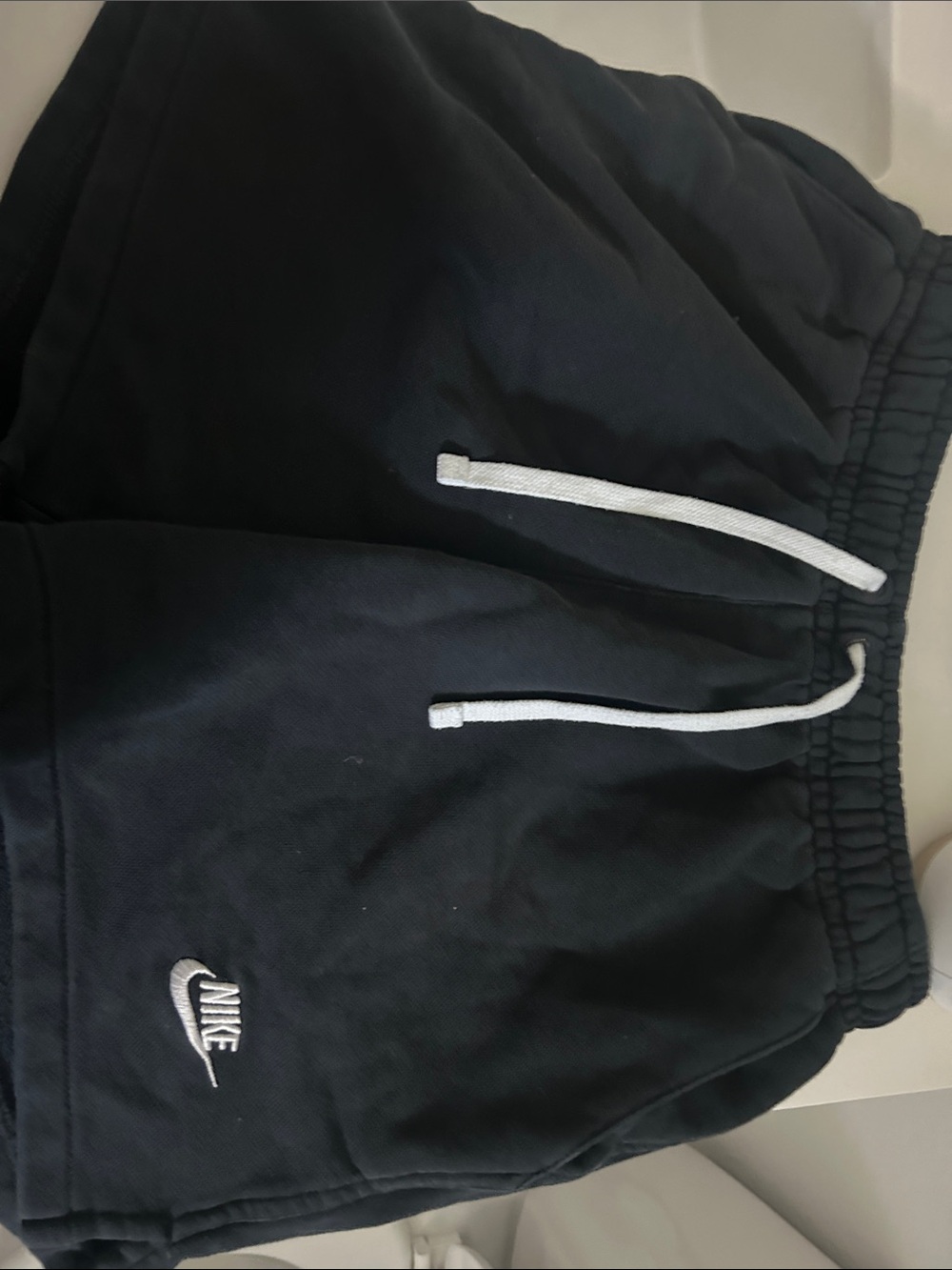 Nike Black Shorts with White Drawstrings